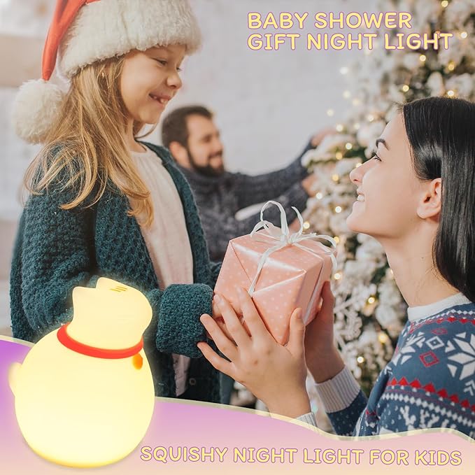 Cat Night Light for Nursery, Silicone Rechargeable Night Light with Timer & 3 Modes, Touch Control Kids Bedroom Light (Cute Cat Design)