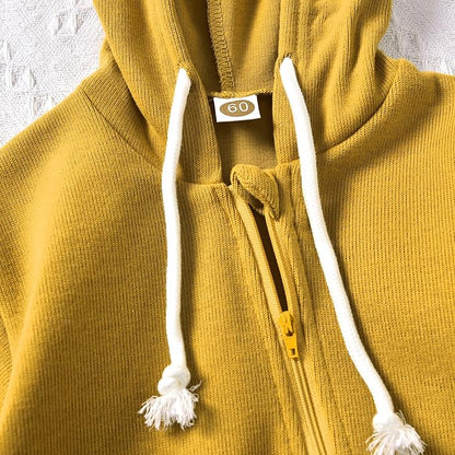 Unutiylo Unisex Baby Boys Girls Long Sleeve Infant Baby Zipper Hooded Jumpsuits Romper Loose Outfit Clothes