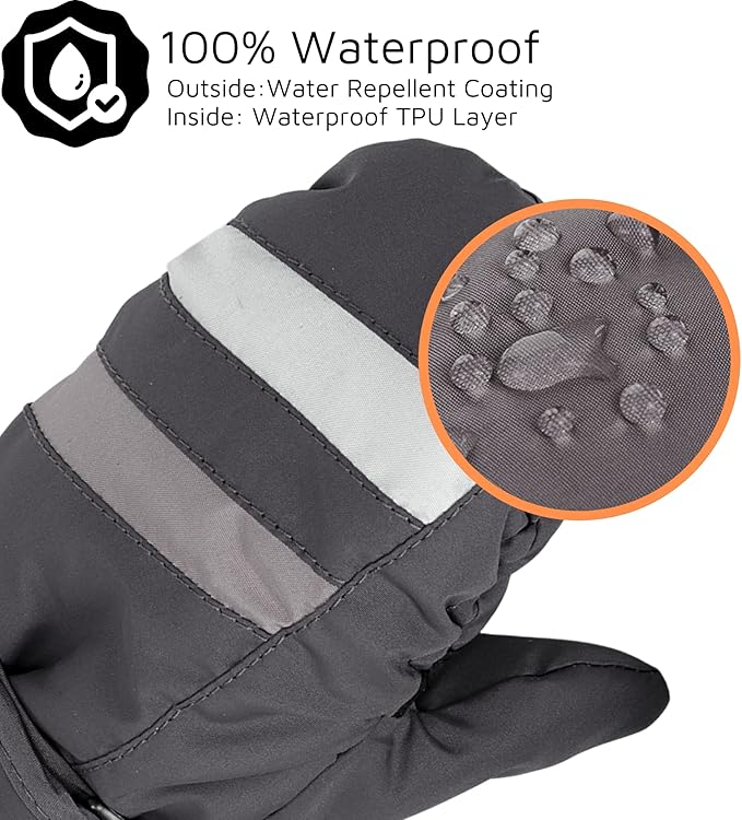 F Flammi Toddler Kids Snow Mittens with String Waterproof Ski Mittens Thinsulate Winter Gloves for Baby Girls Boys