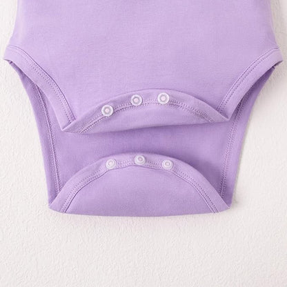 0-24M Infant Girls Ruffle Collar Romper Baby Girl Solid Color Bodysuit Casual Jumpsuit (Purple short, 9-12 Months)
