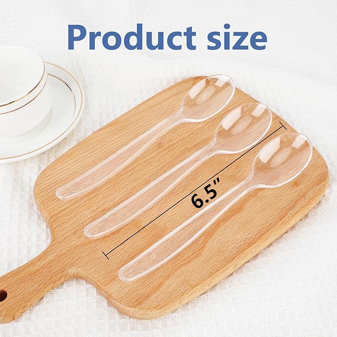 SACATR 1000 Count Clear Plastic Spoons Bulk - Plastic Silverware Spoons Heavy Duty, Premium Disposable Spoons, BPA-Free, Heat Resistant, Suitable for Parties, Events, and Everyday Use