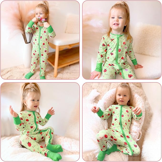 Baby Rompers Long Sleeve Mittens Cuff 2 Way Zipper Soft Footless Sleeper One-Piece Romper