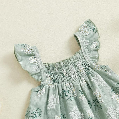 Mubineo Baby Girl Summer Clothes Cute Ruffle Tops Dress Shorts Outfits Set Infant Toddler Shrit Bloomers Princess Outfit