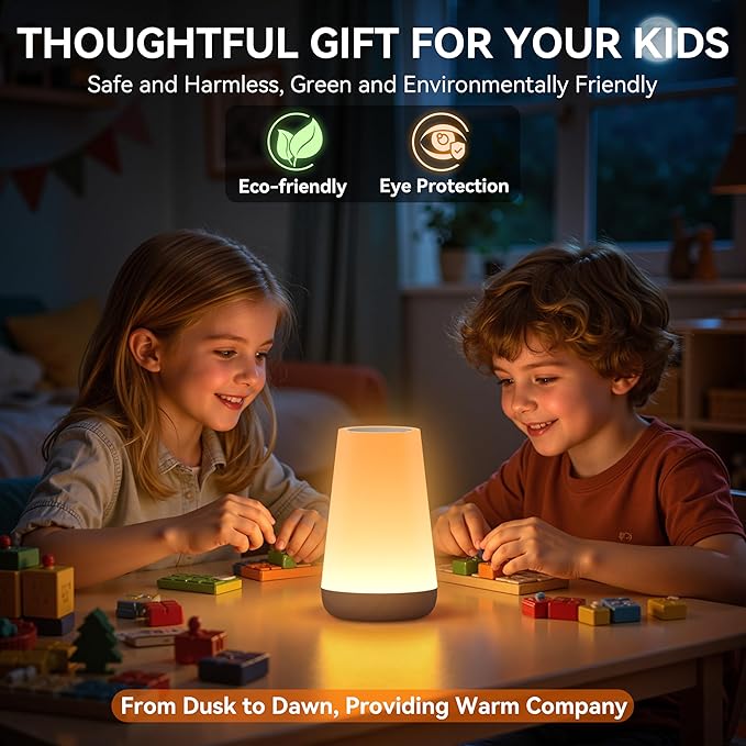 Auxmir Night Light, Dimmable Touch Lamp for Bedroom, 13 RGB Colors & 5 Brightness, Portable Rechargeable Bedside Table Lamp for Baby Nursery, Night Lights for Bedroom Living Room Bathroom Hallways