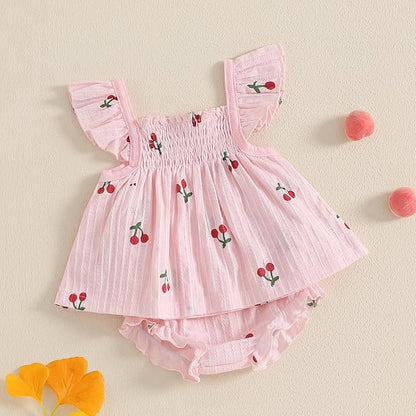 Mubineo Baby Girl Summer Clothes Cute Ruffle Tops Dress Shorts Outfits Set Infant Toddler Shrit Bloomers Princess Outfit