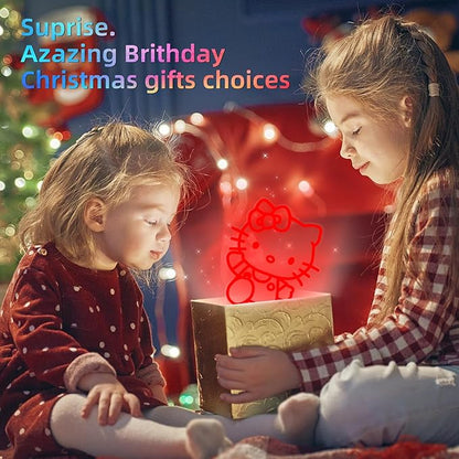 Kitty Night Light, 3D LED 16 Color Intelligent Remote Control Lamp for Christmas Gifts Children's Room Decoration Holiday Gifts