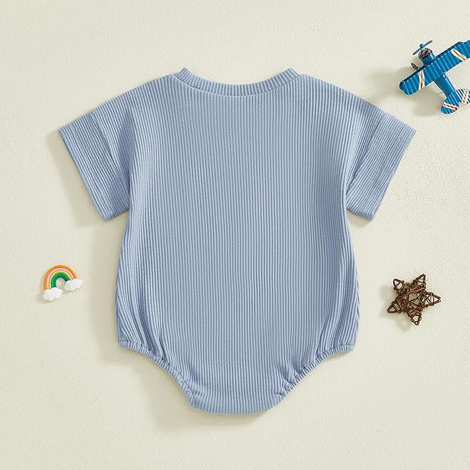 Merqwadd Baby Summer Bubble Romper Infant Boy Girl Short Sleeve Onesie Oversize Cotton T-shirt Bodysuit Top