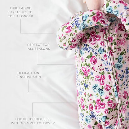 Posh Peanut Convertible Baby Sleepers - Girls Footless Baby Pajamas with 2 Way Zipper for Easy Diaper Changes