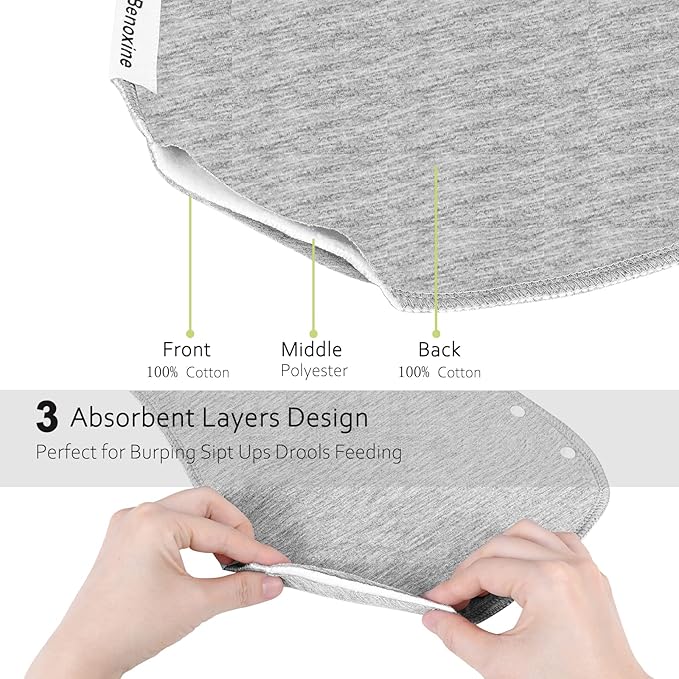 Baby Burp Cloths & Baby Bibs 2-in-1 Design Large Size 3 Layers Thicken Cotton Super Absorbent and Soft Baby Spit Up Burping Rags Baby Burp Cloth Set for Boys and Girls Solid 12 Pack