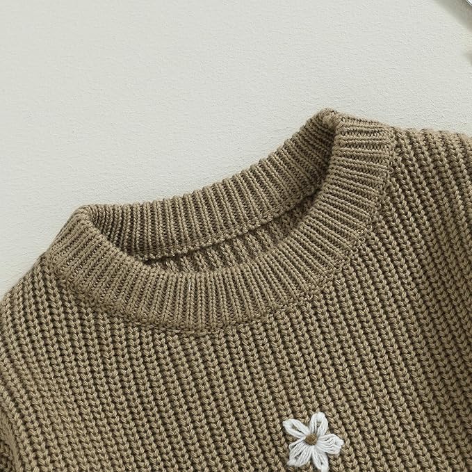 Mubineo Baby Girl Winter Clothes Cute Flower Sweater Crewneck Pullover Long Sleeve Knit Newborn Infant Sweaters