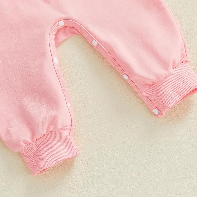 Gaono Newborn Baby Girl Romper Waffle Knit Striped Long Sleeve Doll Collar Heart Bow Jumpsuit Bodysuit Fall Winter Clothes