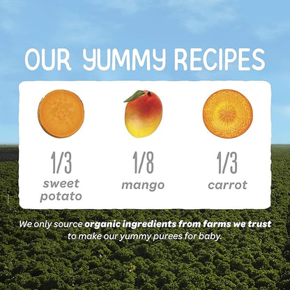 Happy Baby Organics Clearly Crafted Stage 2 Baby Food, Sweet Potatoes, Mangoes & Carrots, 4 Ounce Pouch (Pack of 16)