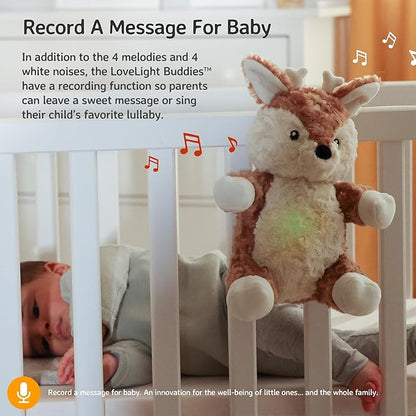 Cloud b Sound Machine with White Noise Soothing Sounds | Cuddly Stuffed Animal & Nomadic Nightlight | Record Parent Voice | Adjustable Settings and Auto-Shutoff | LoveLight Buddies - Finley Fawn