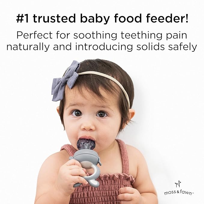 Moss and Fawn Forage Feeder - Soothing Silicone Frozen Breast Milk Popsicle & Baby Food Teething Toy, Pacifier, Fruit Feeder, & Teether - BPA, PVC & Phthalate-Free - Dew