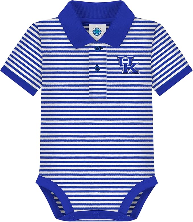 Creative Knitwear College Baby Striped Polo Bodysuit - Team Logo, Multiple Colors, for Boys & Girls (0-12 Months)