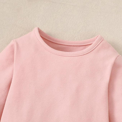 ROMPERINBOX Long Sleeve Onsies Girl 3 Pack Knitted Solid Baby Crew Neck Bodysuit Multicolors 0-24 Months