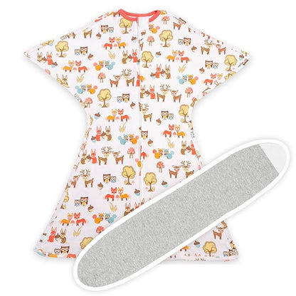 SleepingBaby Zipadee-Zip Transition Swaddle (Woodlands, Medium for 6-12 Months) and Snuggle Strap (Grey, One Size) - Wearable Baby Blanket and Accessory for Easy Diaper Changes - Polyester, Spandex