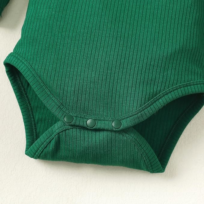 0-24M Infant Ribbed Romper Baby Girls Knit Ruffle Bodysuit Toddler Girl Solid Color Jumpsuit Holiday Shirt Tpos