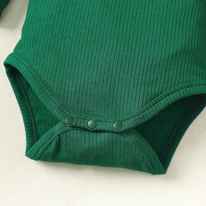 0-24M Infant Ribbed Romper Baby Girls Knit Ruffle Bodysuit Toddler Girl Solid Color Jumpsuit Holiday Shirt Tpos