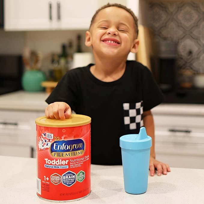 Enfagrow Premium Toddler Nutritional Drink, Made with Real Milk, Brain-Building Omega-3 DHA, Nutrients and Prebiotics for Growth & Immune Support, Non-GMO, Toddler Milk Powder, 32 Oz Can (Pack of 2)