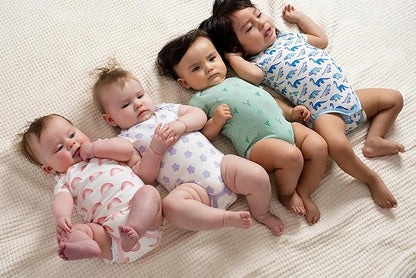 MONICA + ANDY Short Sleeve Jack & Jill Bodysuit, 100% Organic Baby Clothes for Girls & Boys, Newborn, Infant & Preemie Sizes