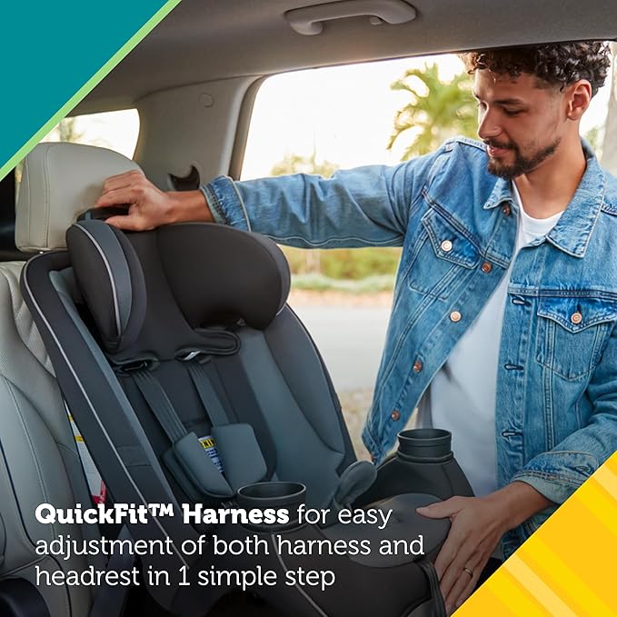 Safety 1st Grow and Go All-in-One Slim Convertible Car Seat, Rear Facing, 5-40 lbs, Forward Facing (30–65 lbs), High Back Booster Seat 40-100 pounds, Green Gables