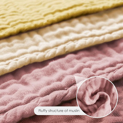 Baby Washcloths -100% Cotton Muslin Soft Baby Bath Wash Cloths and Absorbent Baby Wipes for Newborns Kids Girls and Boys - 12 Pack, 12x12 Inches - Brown, Honey, Bean Paste Series