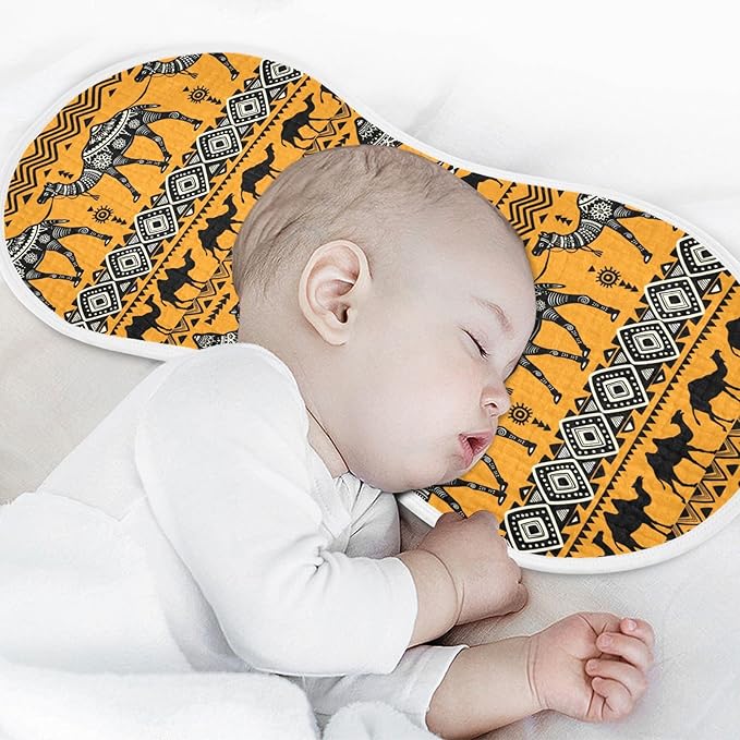 vvfelixl Burp Cloths Camel in Tribal Floral Pattern for Baby Boy Girls Baby Washcloths Burp Rags 1 Pack