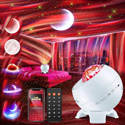 Galaxy Projector Northern Lights Projector,180 Lighting Modes Galaxy Light Projector, 15 White Noise&Bluetooth Northern Lights Projector, Remote+Timer Star Projector Galaxy Light Projector, Star Gifts