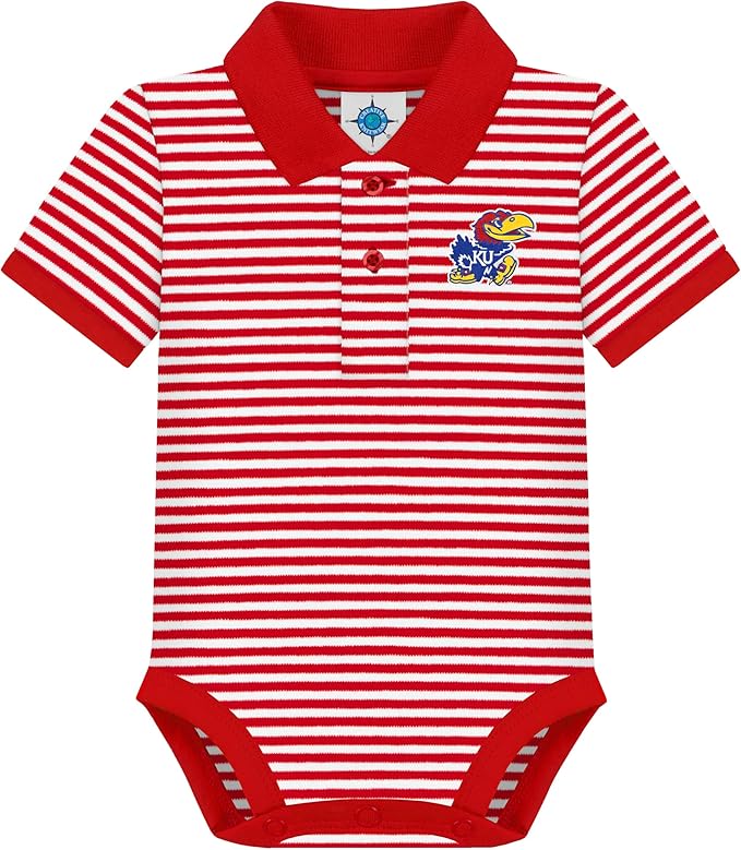 Creative Knitwear College Baby Striped Polo Bodysuit - Team Logo, Multiple Colors, for Boys & Girls (0-12 Months)