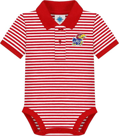 Creative Knitwear College Baby Striped Polo Bodysuit - Team Logo, Multiple Colors, for Boys & Girls (0-12 Months)