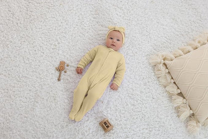 GUISBY Footed Long Sleeve Baby Pajamas with Zipper Cotton Infant Sleepwear