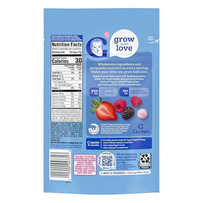 Gerber Yogurt Melts Freeze-Dried Yogurt Snack, Mixed Berries 1 Ounce (Pack of 7)