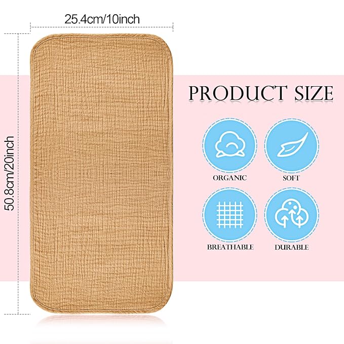 Hicarer 6 Count Muslin Burp Cloths Cotton Baby Burping Rags Large 20 x 10 Inch 6 Layers Spit up Rags Soft Absorbent Multicolor Wash Cloths Diapers for Newborn Baby Girl Boy(Retro Colors Series)