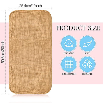 Hicarer 6 Count Muslin Burp Cloths Cotton Baby Burping Rags Large 20 x 10 Inch 6 Layers Spit up Rags Soft Absorbent Multicolor Wash Cloths Diapers for Newborn Baby Girl Boy(Retro Colors Series)