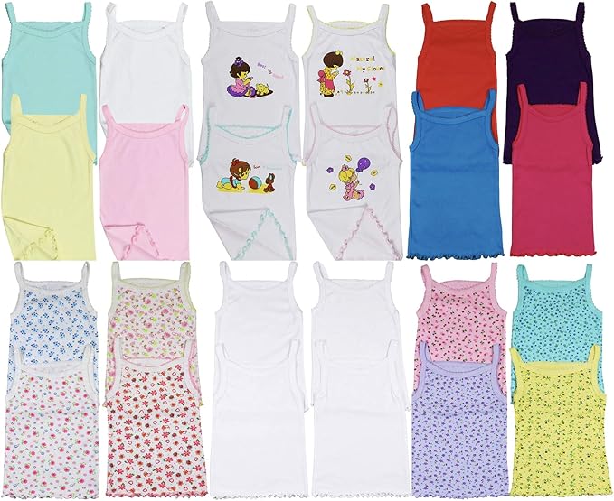 ToBeInStyle Girl's 4 Pack Ruffle Hem Spaghetti Strap Tank Tops