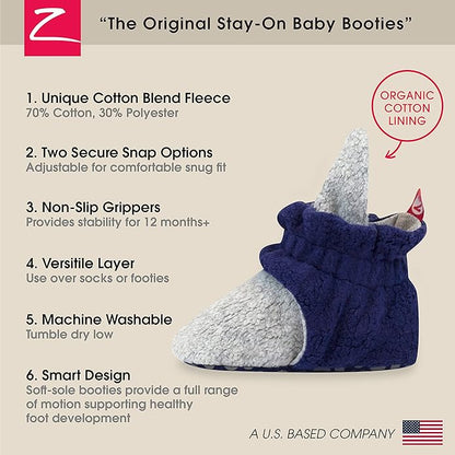 Zutano Unisex Fleece Baby Booties, Two Snap Closure, Newborn to 24 Months