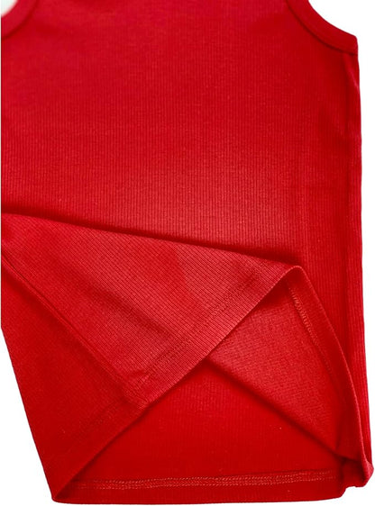 ToBeInStyle Girl's 4 Pack Ruffle Hem Cotton Tank Tops