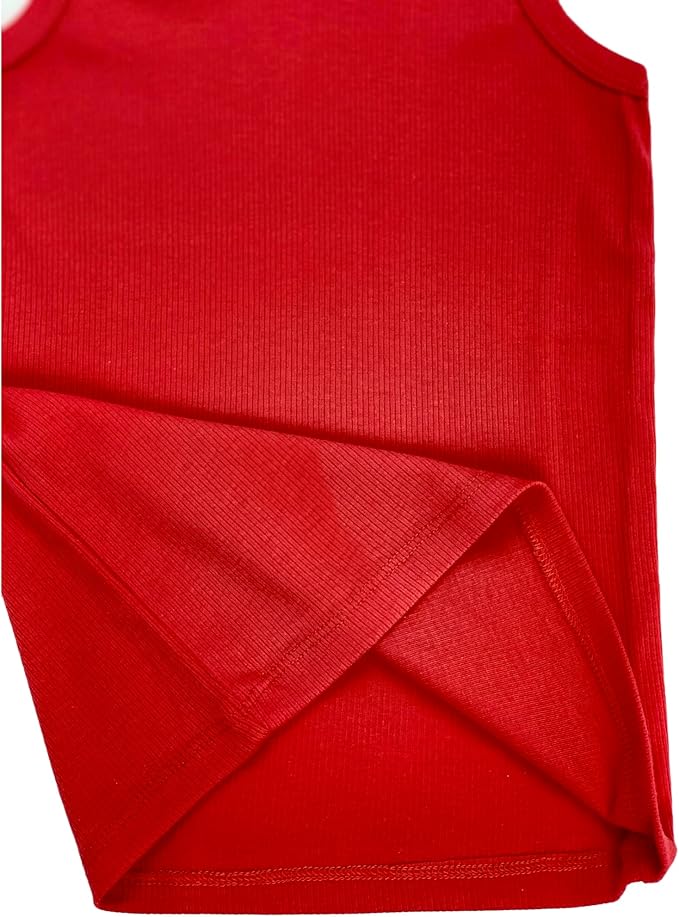 ToBeInStyle Girl's 4 Pack Ruffle Hem Cotton Tank Tops