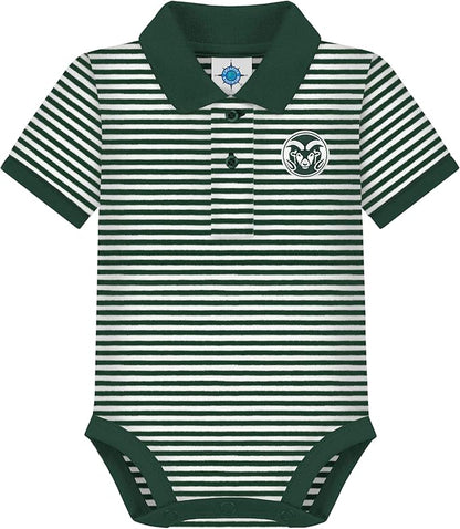 Creative Knitwear College Baby Striped Polo Bodysuit - Team Logo, Multiple Colors, for Boys & Girls (0-12 Months)