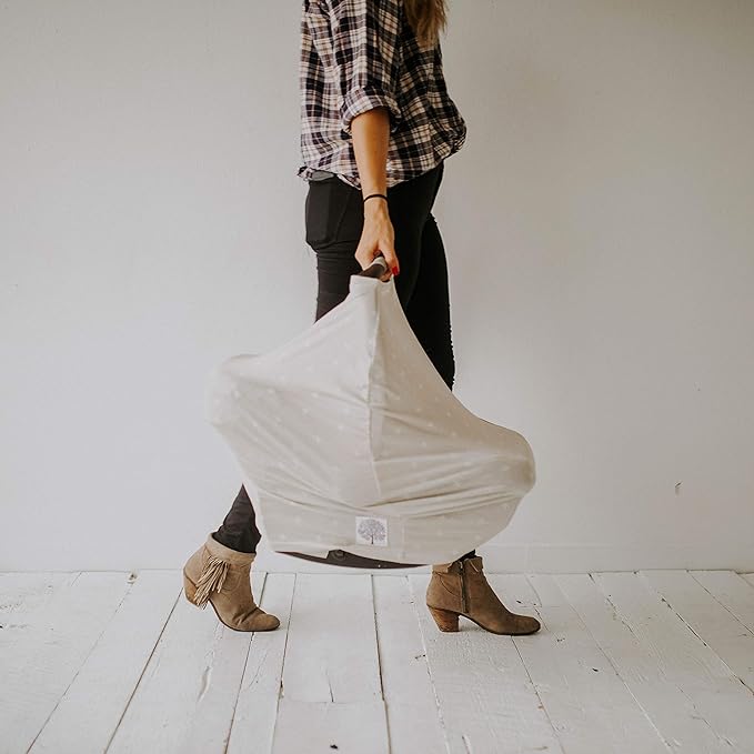 Parker Baby Co. 4 in 1 Car Seat Cover for Girls and Boys - Stretchy Carseat Canopy, Nursing Cover, Grocery Cart Cover, High Chair Cover - Lily