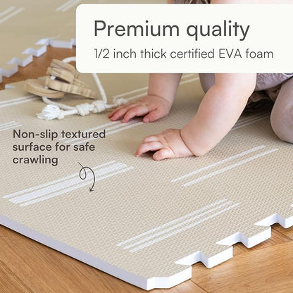 Lillefolk Foam Baby Play Mat – Interlocking Tiles for Kids | Non-Toxic Crawling Mat for Tummy Time, Toddlers & Babies – 6x6ft 9 Tiles