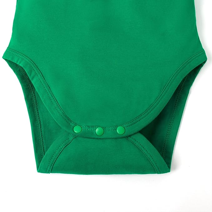 0-24M Infant Girls Ruffle Collar Romper Baby Girl Solid Color Bodysuit Casual Jumpsuit (Green short, 9-12 Months)