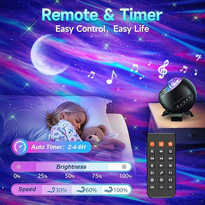 Northern Galaxy Light Projector, 300+Modes & 5 Films Star Projector, 15 White Noise & Bluetooth Moon Galaxy Projector, Valentines Day Gifts, Gifts Star Lights for Ceiling, Bedroom Decor