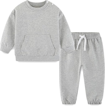Fullfamous Baby and Toddler Boys 100% Cotton 2 Piece Long Sleeve Sweatshirt and Sweatpant Jogger Pants Set Newborn-4T