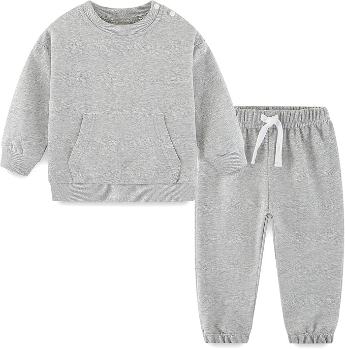 Fullfamous Baby and Toddler Boys 100% Cotton 2 Piece Long Sleeve Sweatshirt and Sweatpant Jogger Pants Set Newborn-4T