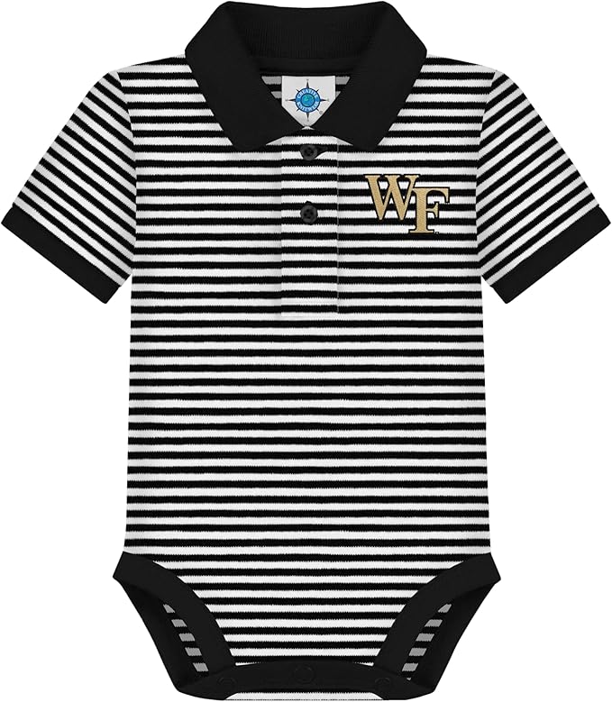 Creative Knitwear College Baby Striped Polo Bodysuit - Team Logo, Multiple Colors, for Boys & Girls (0-12 Months)