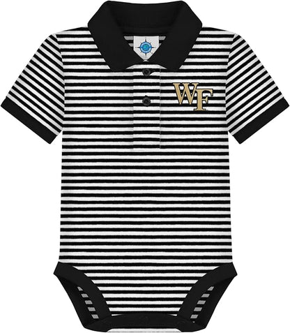 Creative Knitwear College Baby Striped Polo Bodysuit - Team Logo, Multiple Colors, for Boys & Girls (0-12 Months)