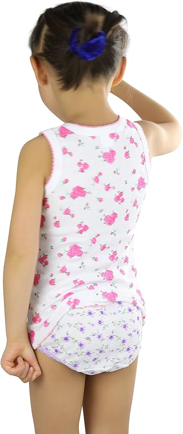 ToBeInStyle Girl's 4 Pack Ruffle Hem Cotton Tank Tops