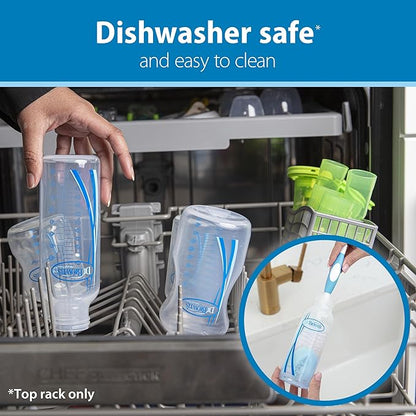 Dr. Brown’s Natural Flow Anti-Colic Options+ Narrow Breast to Bottle Pump & Store Feeding Set with Slow Flow Nipples, Baby Bottle Travel Caps and 100% Silicone HappyPaci One-Piece Pacifier, Blue